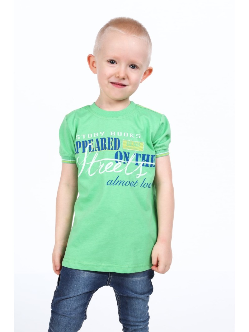 Tricou verde baieti cu inscriptii NDZ7357 - Magazin online - Boutique